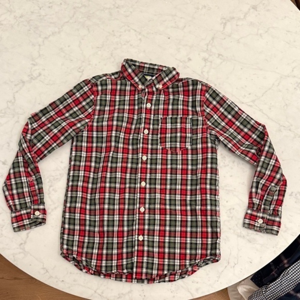 Boys Plaid Button Down Shirt Size 7 Red Green Crazy 8
